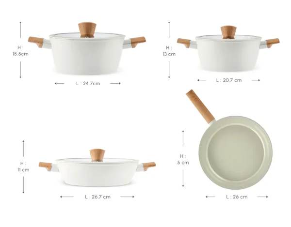 Karaca Swiss Crystal Almond Cream Inductie Kookpotten Set 7-delig