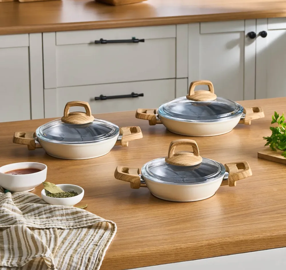 Karaca Swiss Crystal Induction 6-delige kookgerei set - Crème