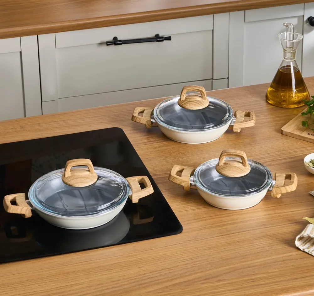 Karaca Swiss Crystal Induction 6-delige kookgerei set - Crème - Afbeelding 1