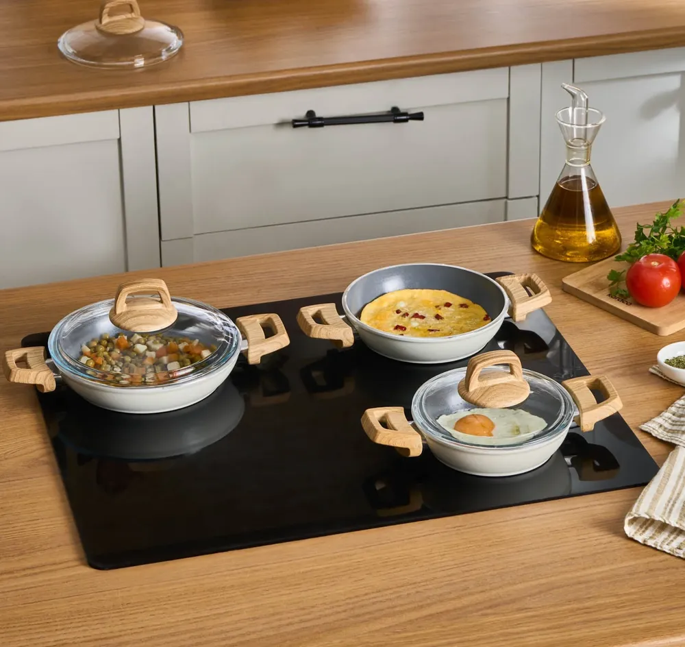 Karaca Swiss Crystal Induction 6-delige kookgerei set - Crème - Afbeelding 2