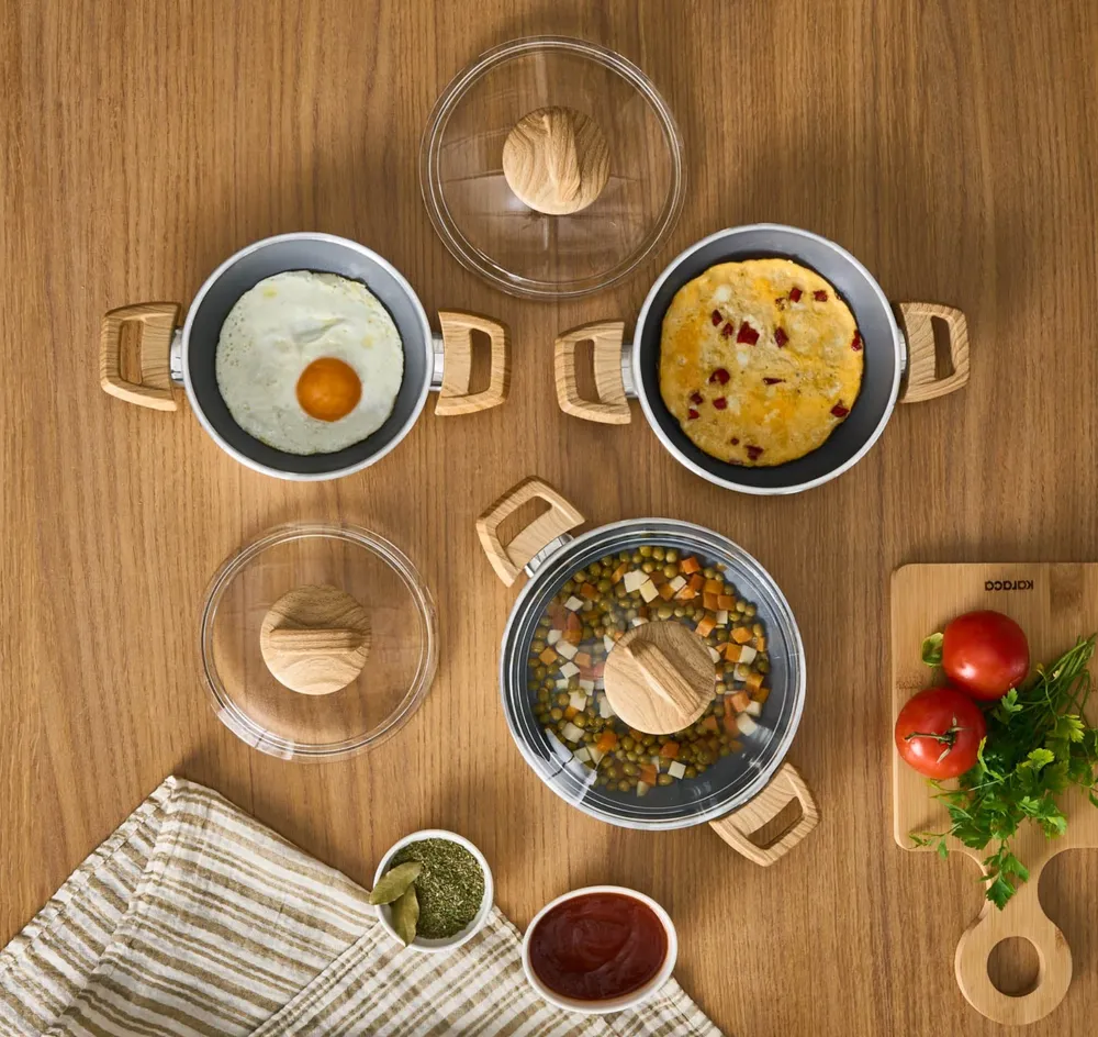 Karaca Swiss Crystal Induction 6-delige kookgerei set - Crème - Afbeelding 5