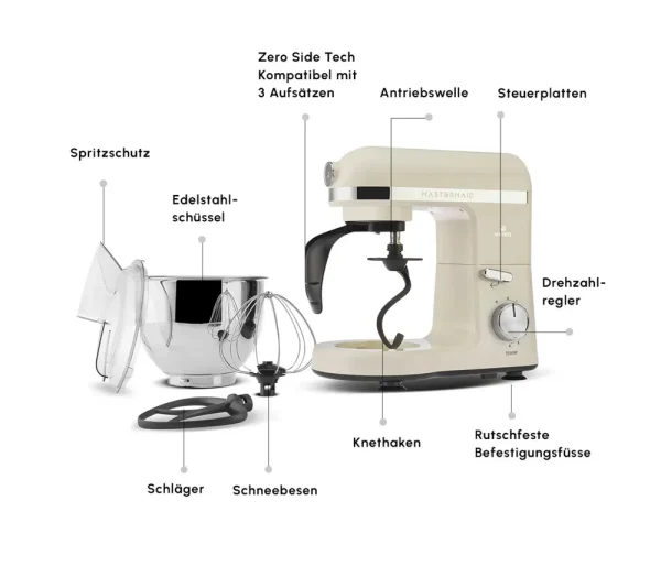 Karaca Mastermaid Chef Pro Double-Arm Kitchen Chef 1500 W Soft Cream