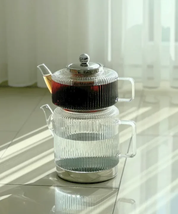 Stripe XL glazen theepot set