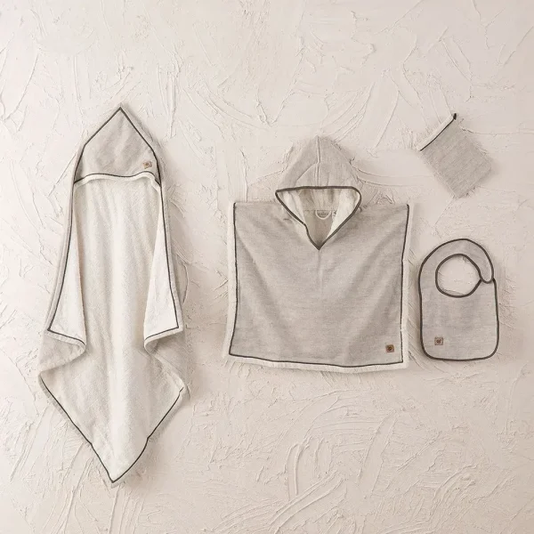 Ecocotton Hasna Poncho 100% Katoen Linnen Melange Grijs voor Jongens