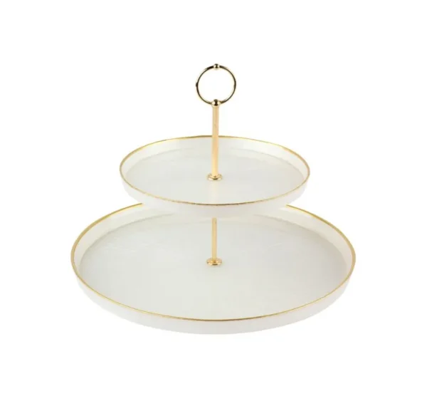 Rexy Etagere 2-Laags | 21 - 32 CM Parel Wit-Goud