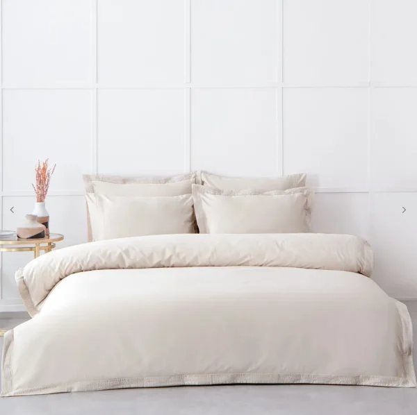Ecocotton Hena Dekbedovertrek Set 100% Biologisch Katoen 300 TC Satijn Beige 200x220cm