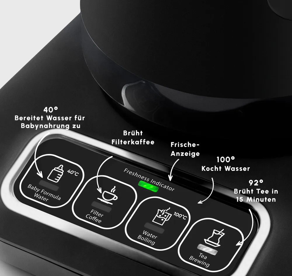 Karaca Caysever Robotea Pro 4 in 1 Sprekende Automatische Theemaker Waterkoker en Filterkoffiezetapparaat 2500W Zwart - Afbeelding 4