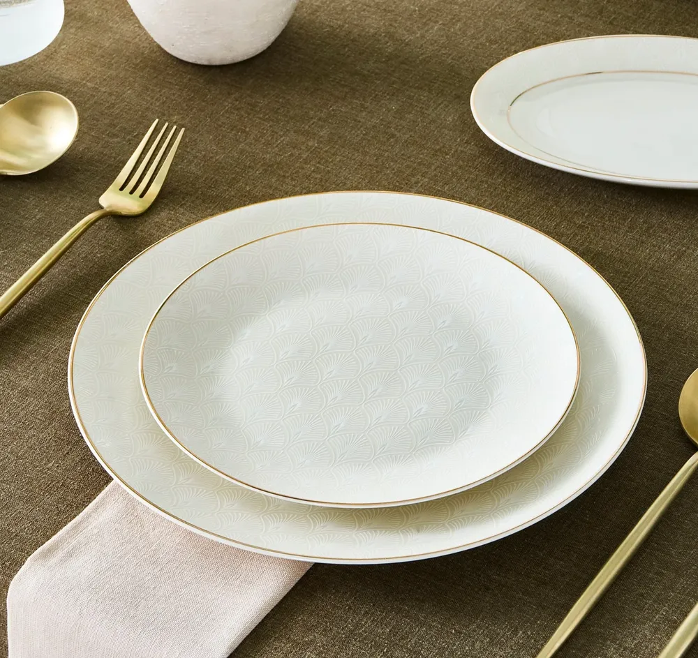 Karaca Elegance Bone Mandarin 53-delige serviesset voor 12 personen Goud - Afbeelding 4