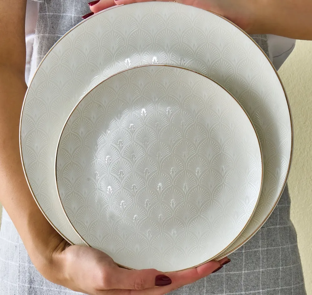 Karaca Elegance Bone Mandarin 53-delige serviesset voor 12 personen Goud - Afbeelding 7