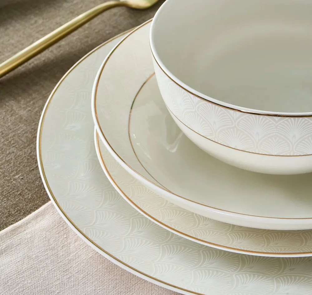 Karaca Elegance Bone Mandarin 53-delige serviesset voor 12 personen Goud - Afbeelding 8