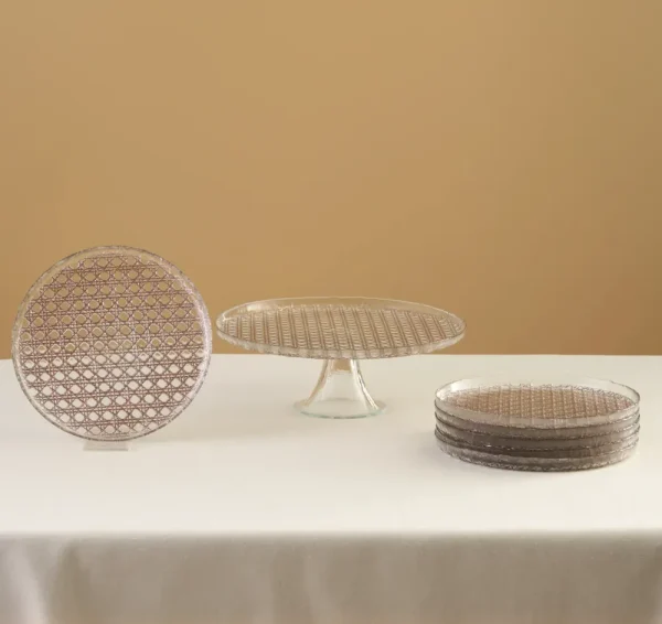Karaca Rattan Grijs Glitter 7-Delige Taartset