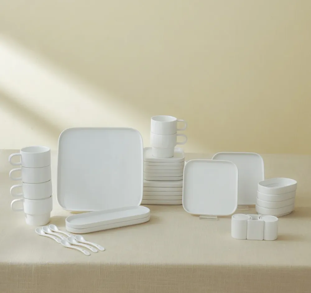Karaca Stream Pure Cubique 35-delige 6-persoons ontbijtset Vierkant