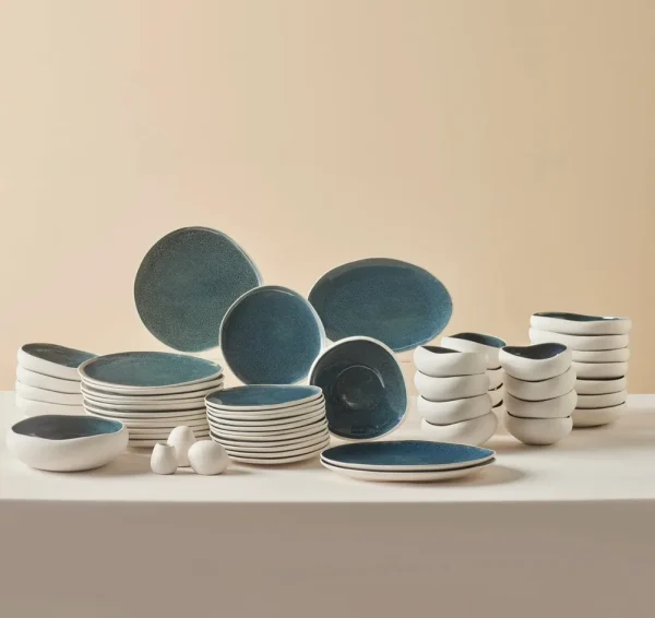 ​Karaca Earth Collection New Galactic Oscar Reactive Glaze 55-delig serviesset voor 12 personen, Multi