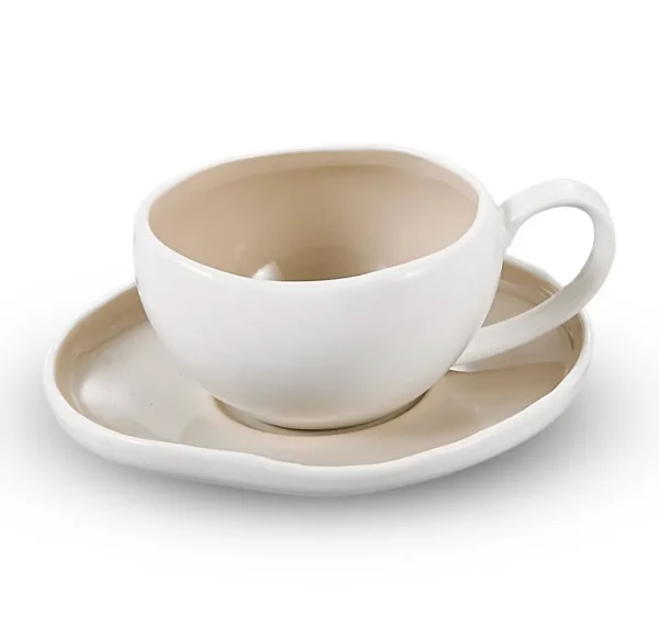 Sara Espressoset | Wit-Beige 12-Delig