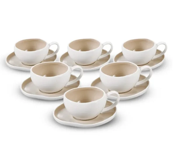 SARA Koffieset | Wit-Beige 12-Delig