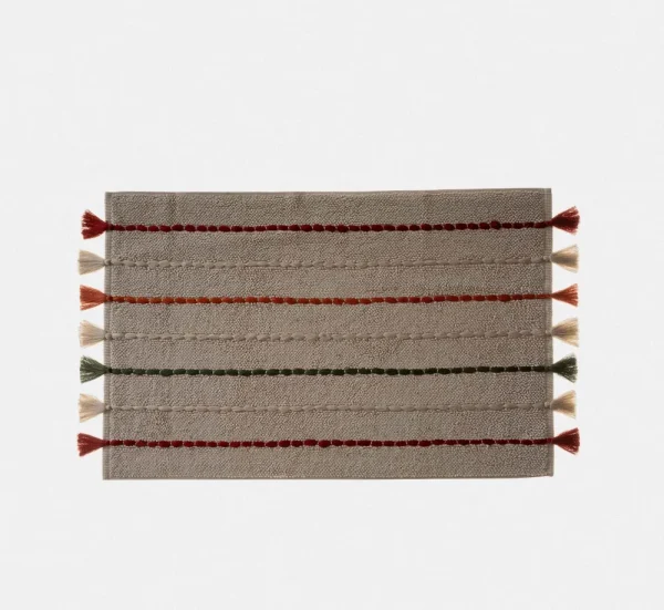 Ecocotton Katari Badmat 100% Katoen Handgeborduurd Beige 50x80cm
