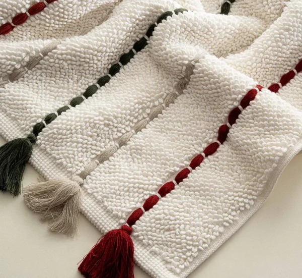 Ecocotton Katari Badmat 100% Katoen Handgeborduurd Crème 50x80 cm