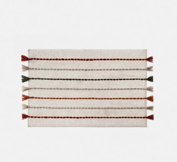 Ecocotton Katari Badmat 100% Katoen Handgeborduurd Crème 50x80 cm