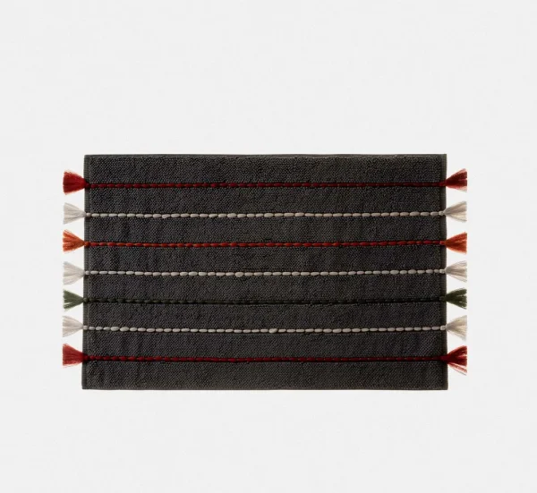 Ecocotton Katari Badmat 100% Katoen Handgeborduurd Antraciet 50x80cm