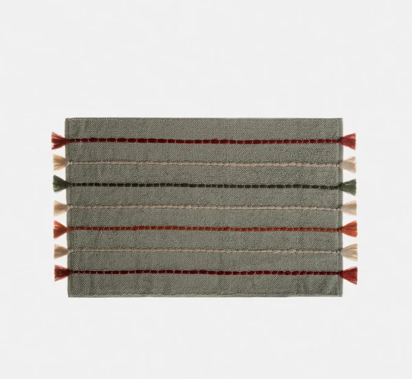 Ecocotton Katari Badmat 100% Katoen Handgeborduurd Groen 50x80cm