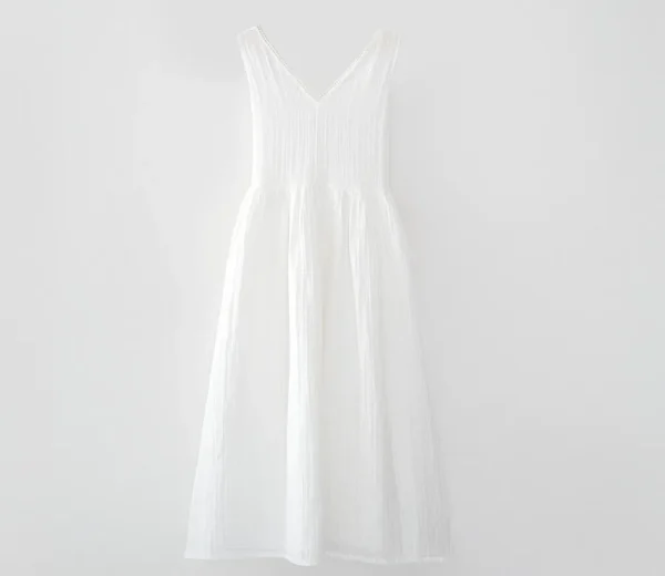 Ecocotton Zeyna Dames jurk Biologisch Katoenen Mousseline Crème