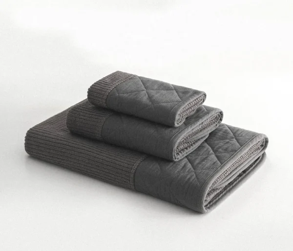 Ecocotton Hüma 3-delige handdoekenset katoen antraciet