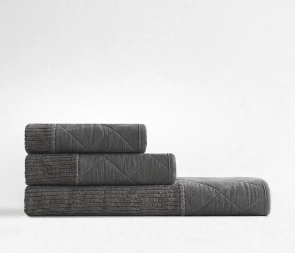 Ecocotton Hüma 3-delige handdoekenset katoen antraciet