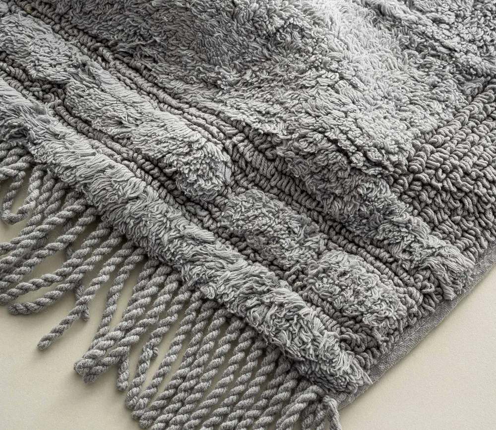 Ecocotton Luna 2-delige badmatten set, gekaard katoen, Grijs - Afbeelding 1