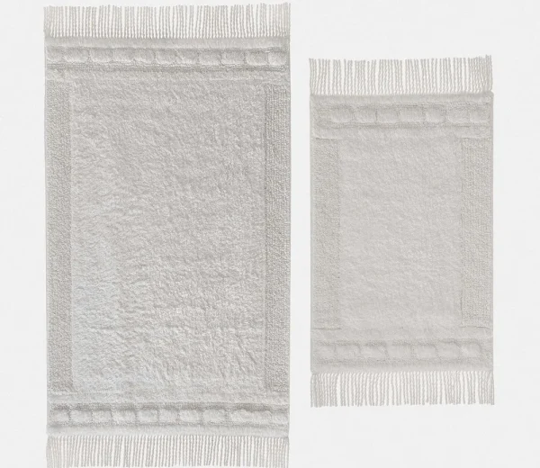 Ecocotton Luna 2-delige badmatten set, gekaard katoen, Creme