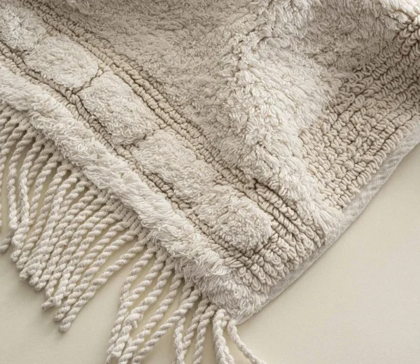 Ecocotton Luna 2-delige badmatten set, gekaard katoen, Creme