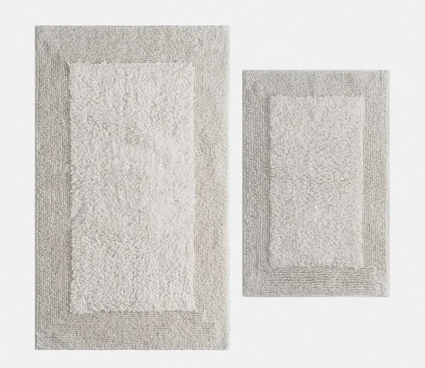 Ecocotton Petra 2-delige badmattenset, gekaard katoen, creme