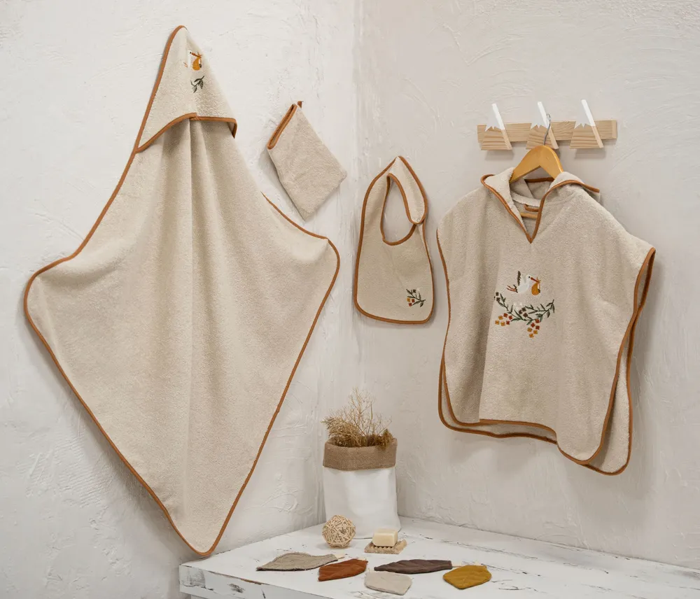 Ecocotton Polina 4-delige baby poncho set biologisch katoen beige