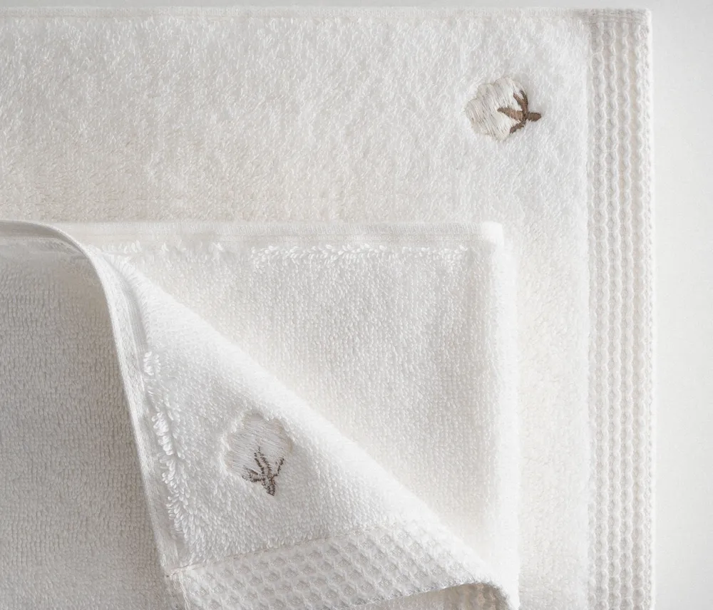 Ecocotton Pure Cotton 3-delige Handdoekenset Biologisch Katoen Vlinderrand Crème - Afbeelding 3