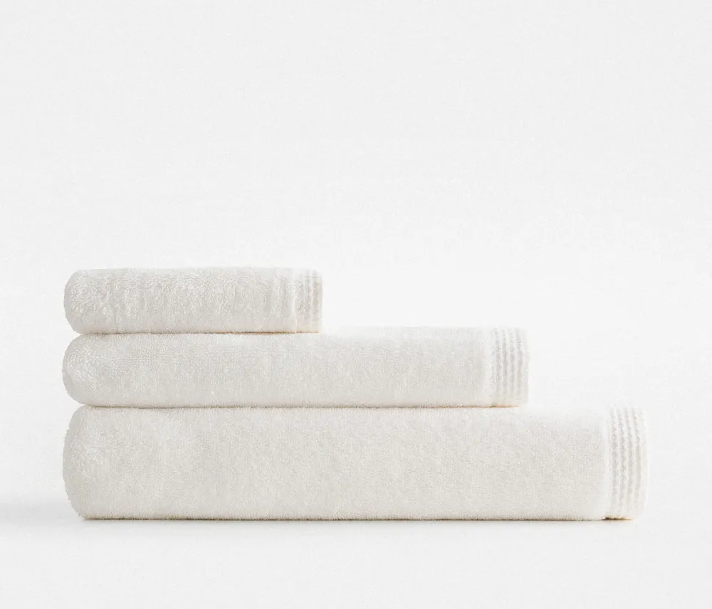 Ecocotton Pure Cotton 3-delige Handdoekenset Biologisch Katoen Vlinderrand Crème