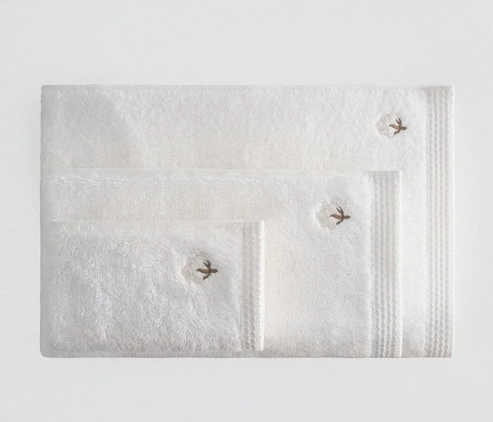 Ecocotton Pure Cotton 3-delige Handdoekenset Biologisch Katoen Vlinderrand Crème - Afbeelding 2