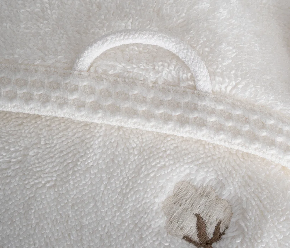 Ecocotton Pure Cotton 3-delige Handdoekenset Biologisch Katoen Vlinderrand Crème - Afbeelding 6