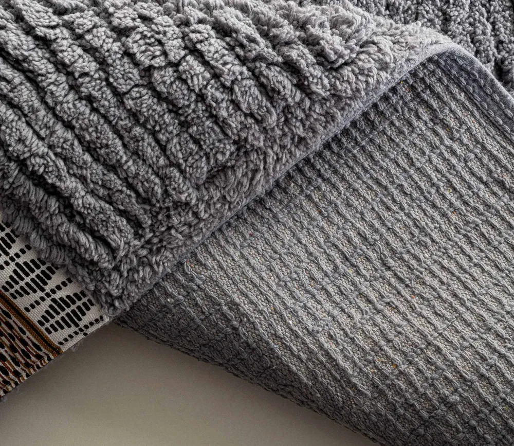 Ecocotton Rita 2-delige badmattenset, gekaard katoen, antraciet - Afbeelding 2