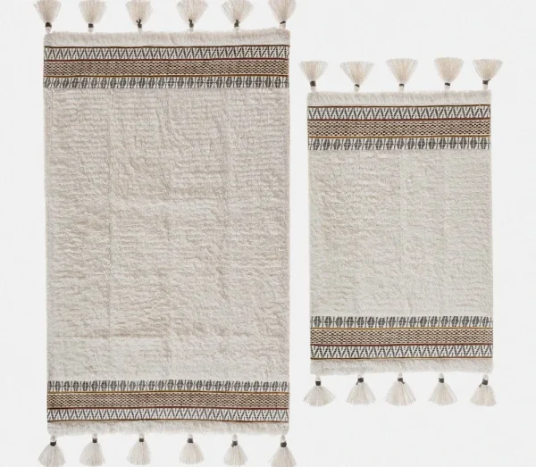 Ecocotton Rita 2-delige badmattenset van gekaard katoen, crème