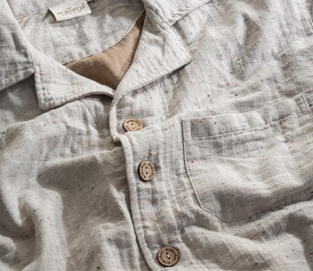 Ecocotton Alinda Heren Pyjamaset met Shorts Biologisch Katoenen Mousseline - Afbeelding 1