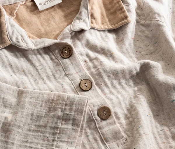 Ecocotton Alinda Damesjurk Biologisch Katoenen Mousseline Beige