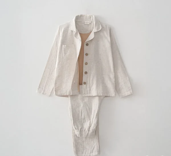 Ecocotton Alinda Dames Pyjamaset Biologisch Katoenen Mousseline Beige