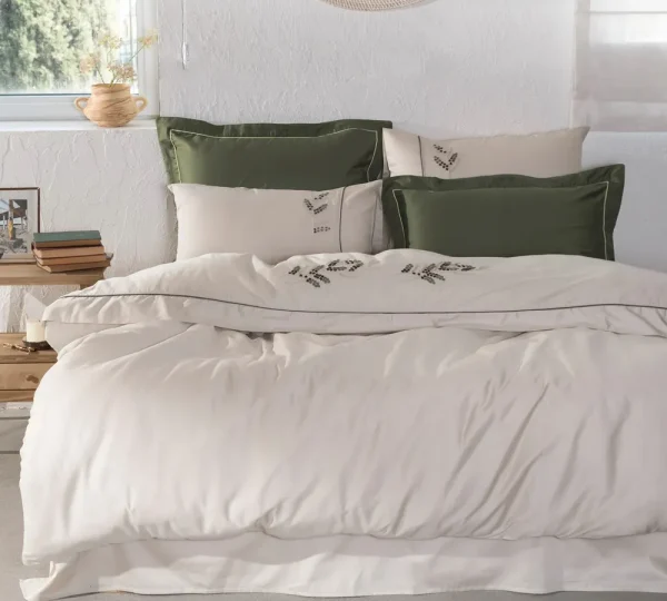 Ecocotton Derin King Size Beddengoed Set Biologisch Katoen Satijn Groen