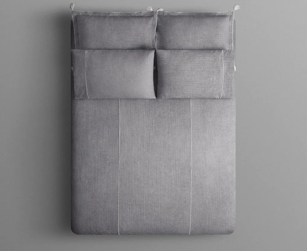 Ecocotton Doga King Size Beddengoedset Biologisch Katoen Mousseline Grijs - Afbeelding 7