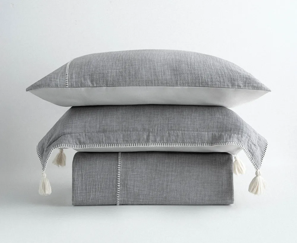 Ecocotton Doga King Size Beddengoedset Biologisch Katoen Mousseline Grijs - Afbeelding 2