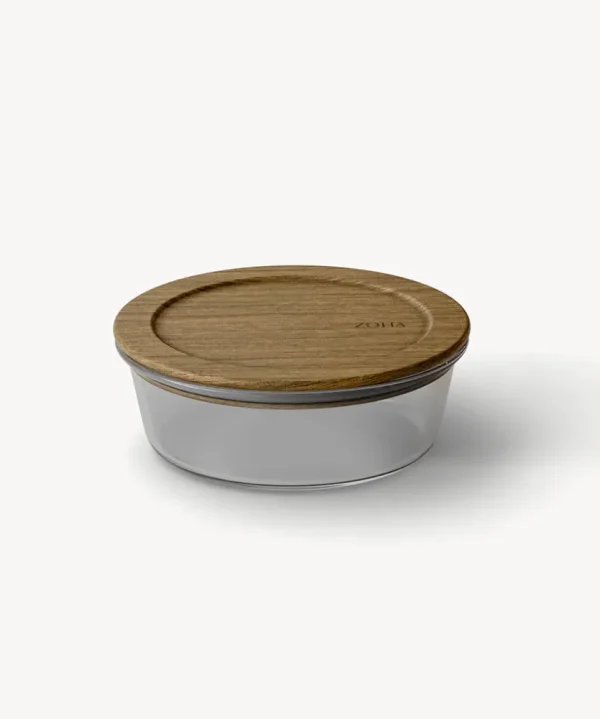 Vershoudbakje met acacia deksel Rond 650 ml