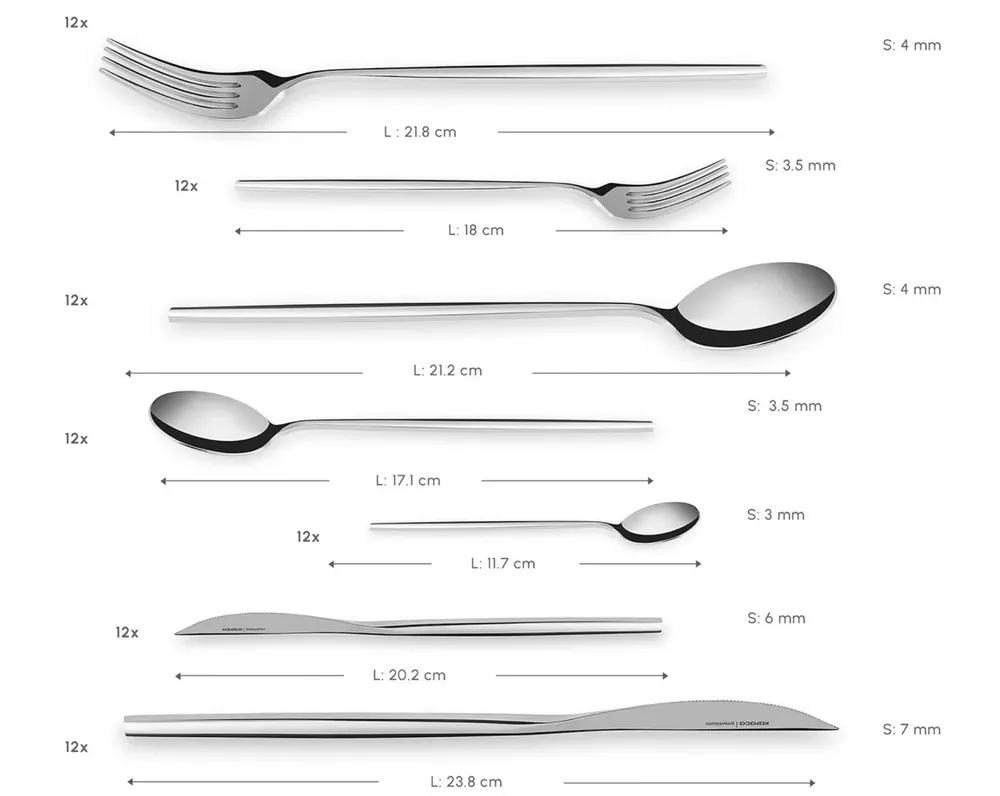 Karaca Mild 84 Delig 316+ Premium Bestek Set voor 12 Personen - Afbeelding 2