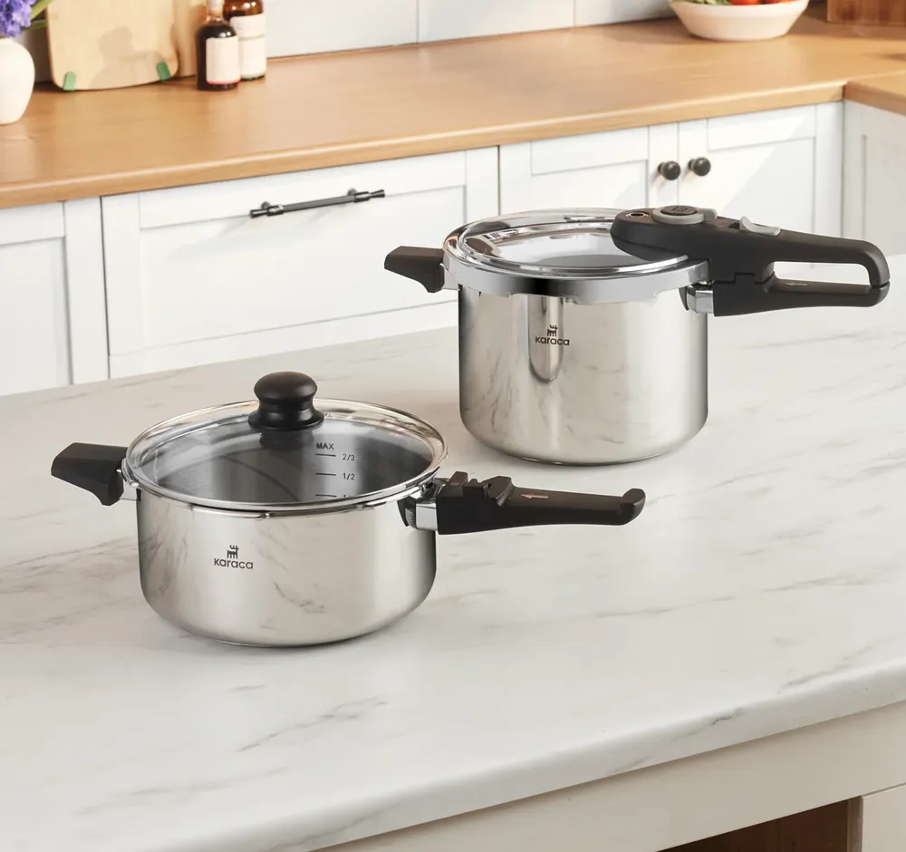 Karaca Ruggersteel snelkookpot set 4+6 Lt - Afbeelding 2