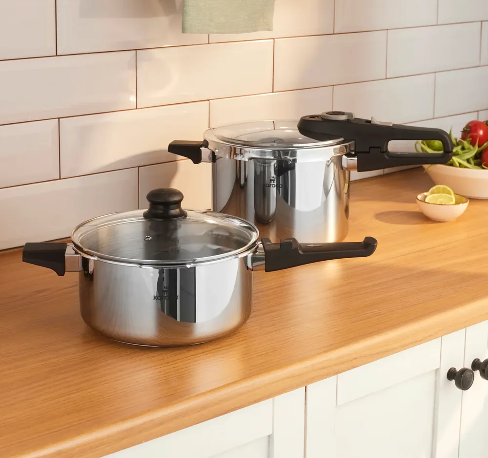 Karaca Ruggersteel snelkookpot set 4+6 Lt - Afbeelding 1