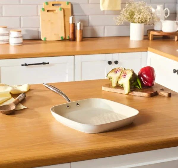 Karaca Swiss Crystal Almond Cream Grillpan 28 cm