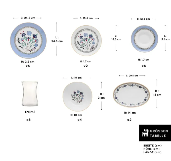 Karaca Blue Clove 26-delige ontbijtset voor 6 personen